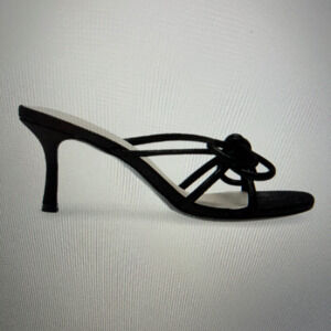 NWOB Koko + Palenki Barely There Strappy Bow Slides Heels in Black Size 10